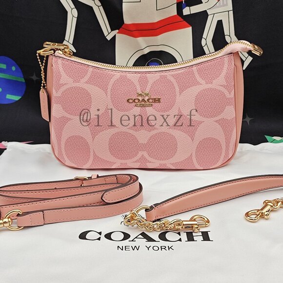 Coach Teri Shoulder Bag Signature Canvas Powder Pink - Picture 1 of 15